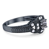 Art Deco Round Natural Stone Leaf Style Ring