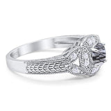 Art Deco Round Natural Stone Leaf Style Ring