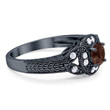Art Deco Round Natural Stone Leaf Style Ring
