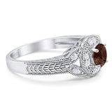 Art Deco Round Natural Stone Leaf Style Ring