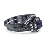 Two Piece Round Natural Stone Bridal Ring
