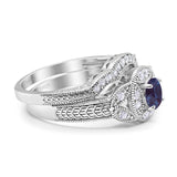 Two Piece Round Natural Stone Bridal Ring