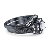 Two Piece Round Natural Stone Bridal Ring