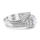Two Piece Round Natural Stone Bridal Ring