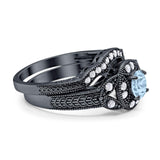Two Piece Round Natural Stone Bridal Ring