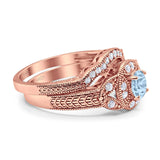 Two Piece Round Natural Stone Bridal Ring