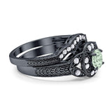 Two Piece Round Natural Stone Bridal Ring