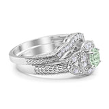 Two Piece Round Natural Stone Bridal Ring