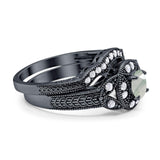 Two Piece Round Natural Stone Bridal Ring