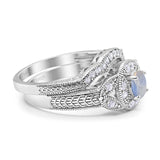 Two Piece Round Natural Stone Bridal Ring