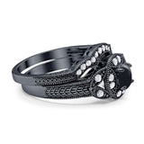 Two Piece Round Natural Stone Bridal Ring