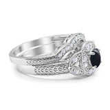 Two Piece Round Natural Stone Bridal Ring
