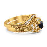 Two Piece Round Natural Stone Bridal Ring