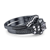 Two Piece Round Natural Stone Bridal Ring