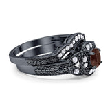 Two Piece Round Natural Stone Bridal Ring