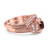 Two Piece Round Natural Stone Bridal Ring