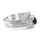 Two Piece Round Natural Stone Bridal Ring