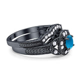 Two Piece Round Natural Stone Bridal Ring