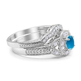 Two Piece Round Natural Stone Bridal Ring