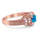 Art Deco Round Natural Stone Leaf Style Ring