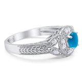 Art Deco Round Natural Stone Leaf Style Ring