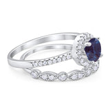 Two Piece Round Natural Stone Bridal Ring
