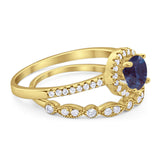 Two Piece Round Natural Stone Bridal Ring