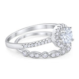 Two Piece Round Natural Stone Bridal Ring