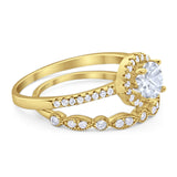 Two Piece Round Natural Stone Bridal Ring