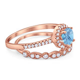 Two Piece Round Natural Stone Bridal Ring