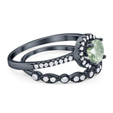 Two Piece Round Natural Stone Bridal Ring