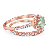 Two Piece Round Natural Stone Bridal Ring