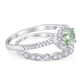 Two Piece Round Natural Stone Bridal Ring