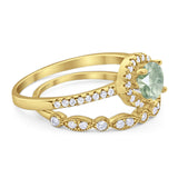 Two Piece Round Natural Stone Bridal Ring