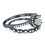 Two Piece Round Natural Stone Bridal Ring