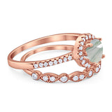 Two Piece Round Natural Stone Bridal Ring