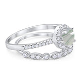 Two Piece Round Natural Stone Bridal Ring