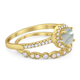 Two Piece Round Natural Stone Bridal Ring