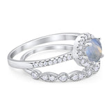 Two Piece Round Natural Stone Bridal Ring