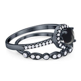 Two Piece Round Natural Stone Bridal Ring