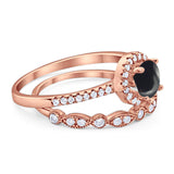Two Piece Round Natural Stone Bridal Ring