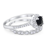 Two Piece Round Natural Stone Bridal Ring