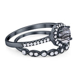 Two Piece Round Natural Stone Bridal Ring