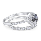 Two Piece Round Natural Stone Bridal Ring