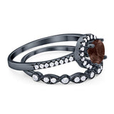 Two Piece Round Natural Stone Bridal Ring