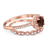 Two Piece Round Natural Stone Bridal Ring