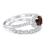 Two Piece Round Natural Stone Bridal Ring
