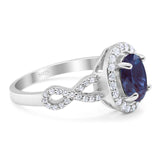 Art Deco Oval Natural Stone Split Shank Ring