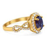 Art Deco Oval Natural Stone Split Shank Ring