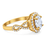 Art Deco Oval Natural Stone Split Shank Ring